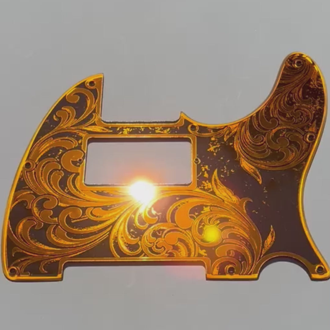 Engraved 8 Hole Pickguard for Fender Telecaster in Burnt Orange