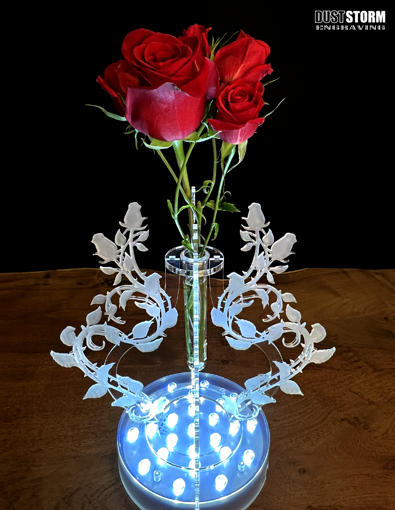 Minimalist Bud Vase Clear Frosted Acrylic Roses with Propagation Tube