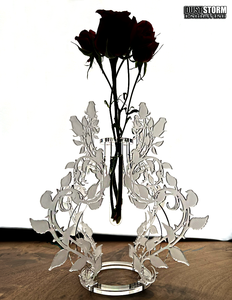 Minimalist Bud Vase Clear Frosted Acrylic Roses with Propagation Tube