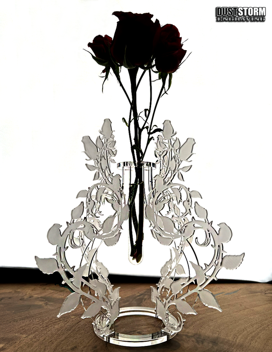 Minimalist Bud Vase Clear Frosted Acrylic Roses with Propagation Tube