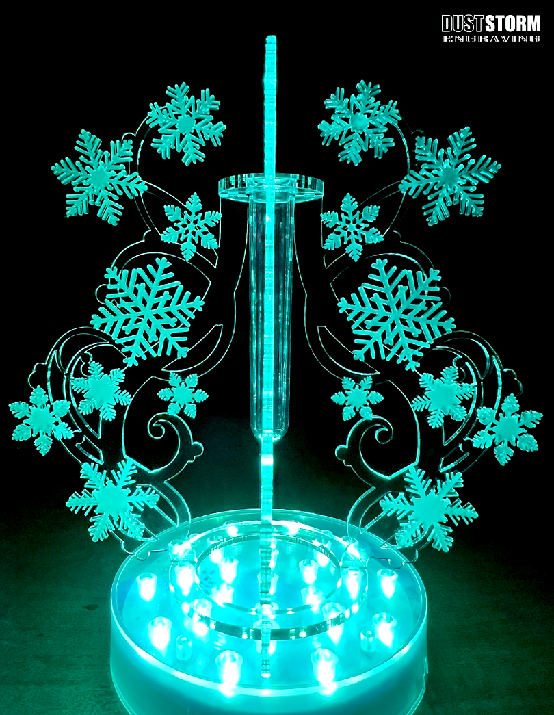 Minimalist Bud Vase Clear Frosted Acrylic Snowflakes with Propagation Tube