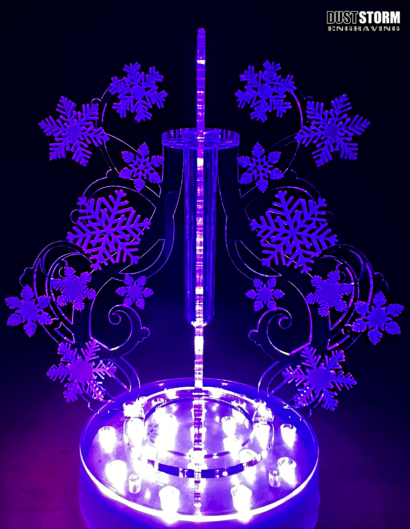 Minimalist Bud Vase Clear Frosted Acrylic Snowflakes with Propagation Tube