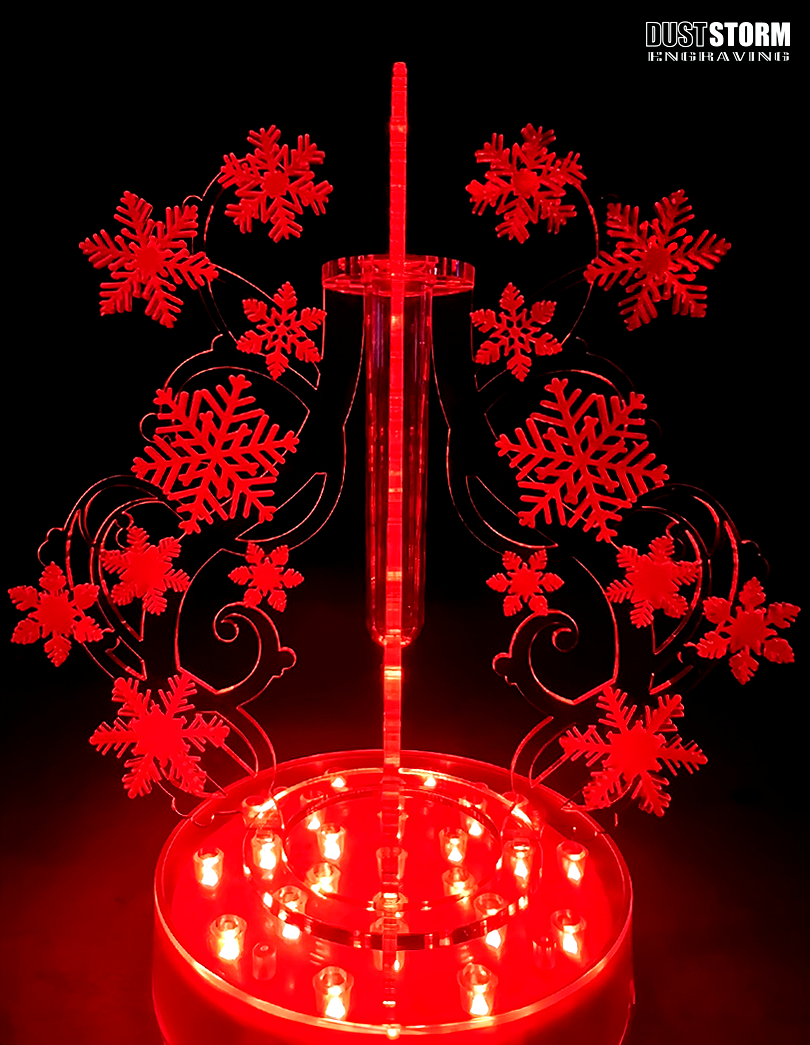 Minimalist Bud Vase Clear Frosted Acrylic Snowflakes with Propagation Tube