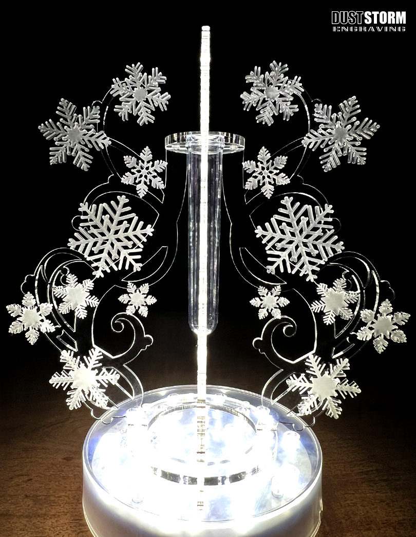 Minimalist Bud Vase Clear Frosted Acrylic Snowflakes with Propagation Tube