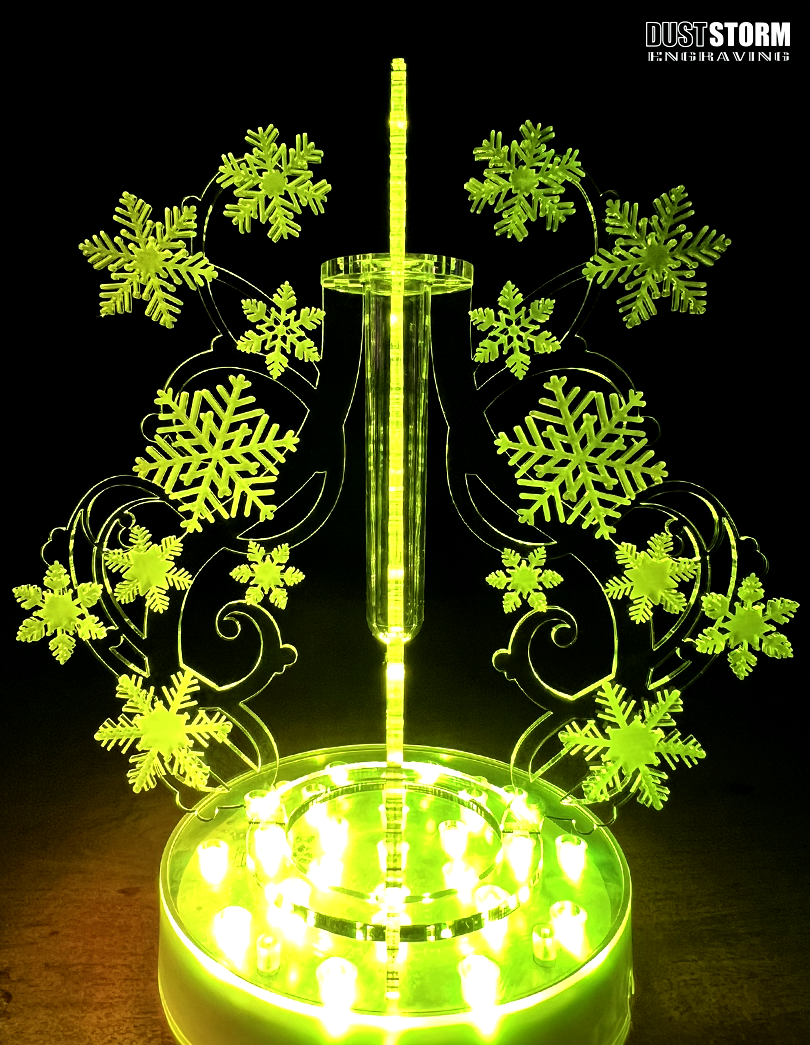 Minimalist Bud Vase Clear Frosted Acrylic Snowflakes with Propagation Tube